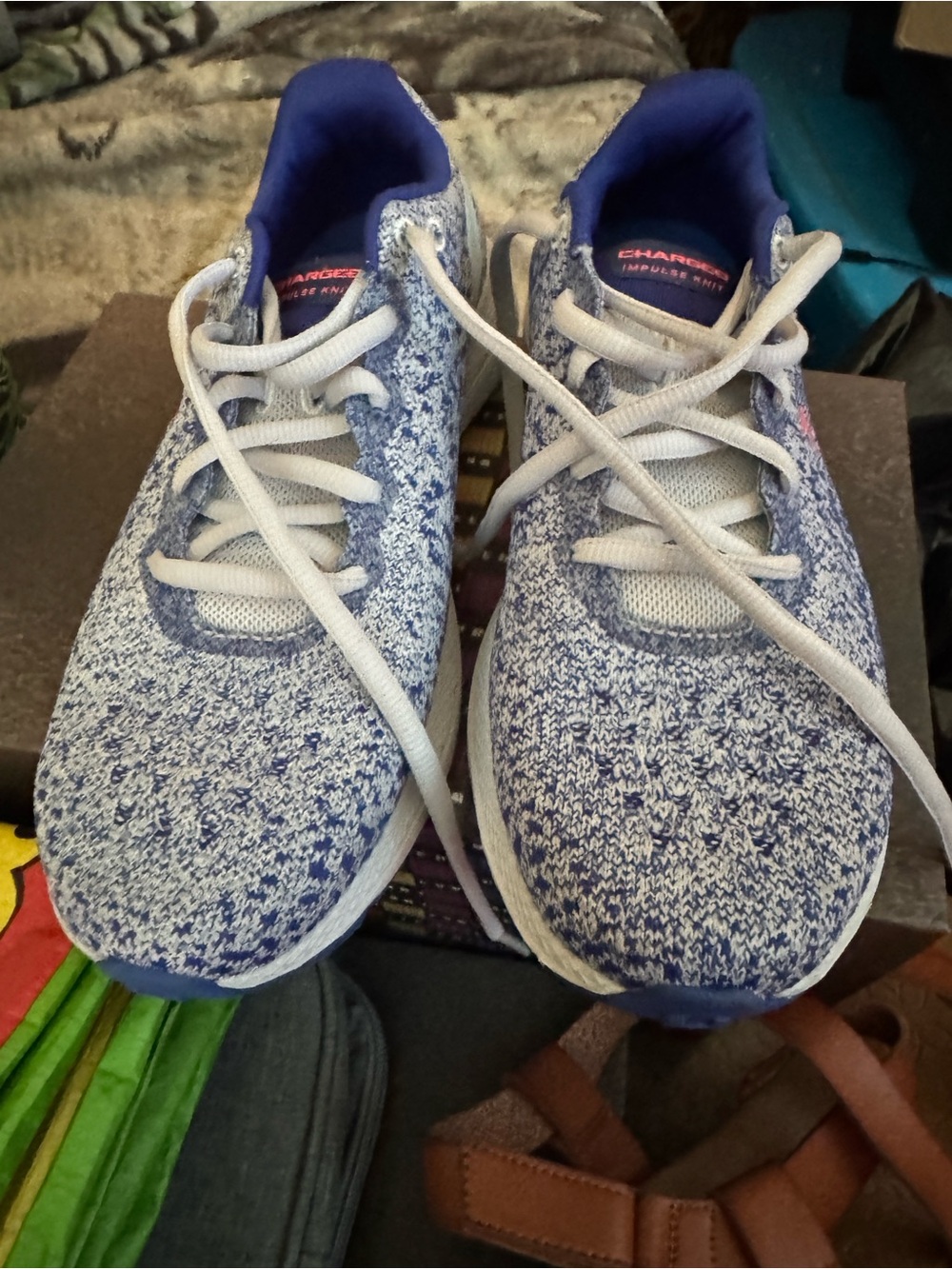Under Armour women Blue and White Knit Sneakers